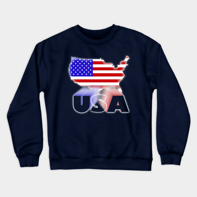 USA Flag Shadow Map Crewneck Sweatshirt by KZK101